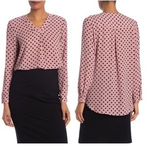 Adrianna Papell Polka Dot Long Sleeve Top